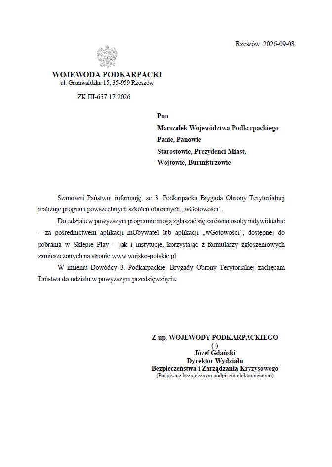 program powszechnych szkoleń obronnych wGotowości