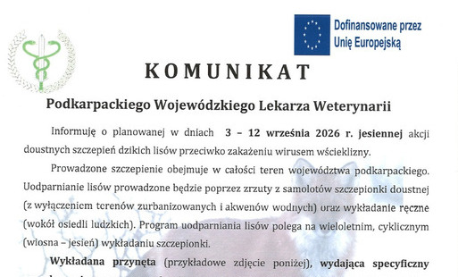 Zdjęcie do Komunikat Podkarpackiego Wojew&oacute;dzkiego Lekarza Weterynarii